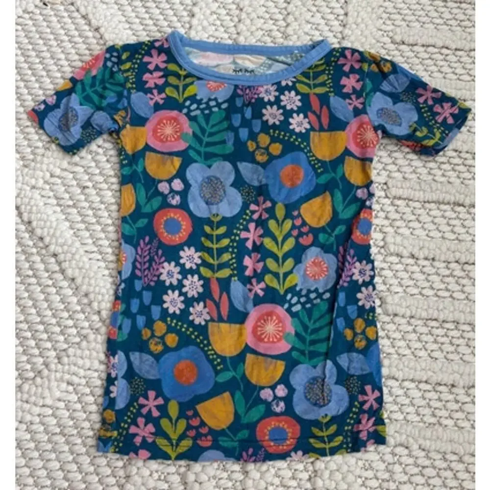 Toddler Girls Little Sleepies Folk Floral Bamboo Pajama Set Size 3T